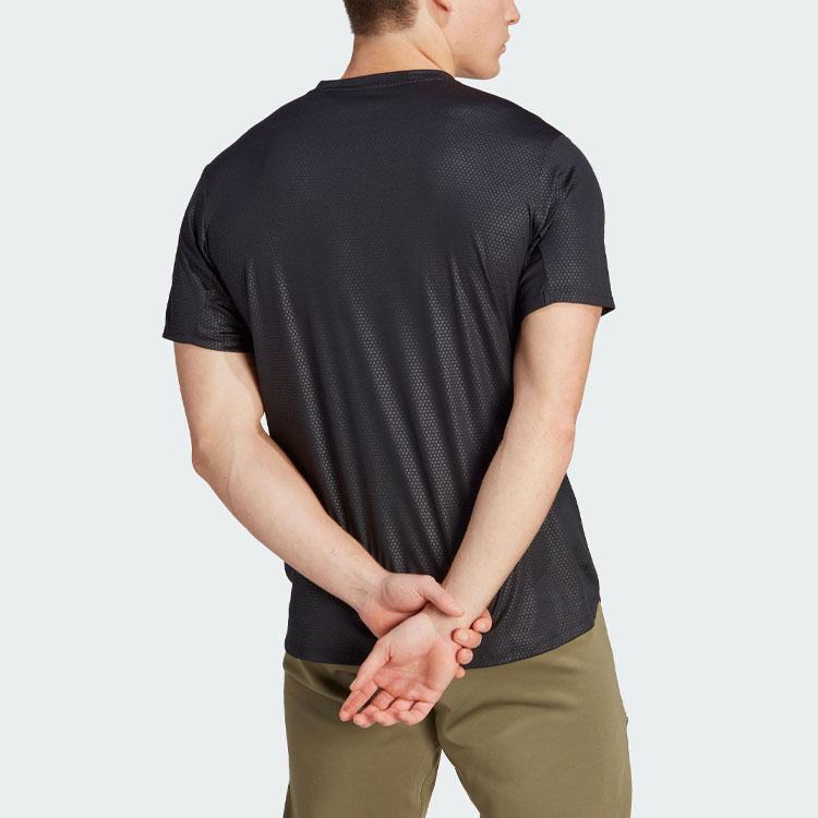 Adidas D4T Strength Workout Tee With Solid Logo Quick-Dry Sports Fitness Short Sleeve Men Tops Black IL1381