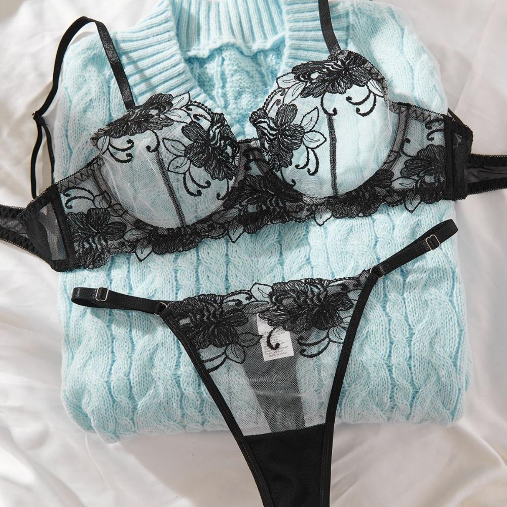 Valentine's Day New Flower Mesh Embroidery Perspective Sexy Gathering Sex Suit