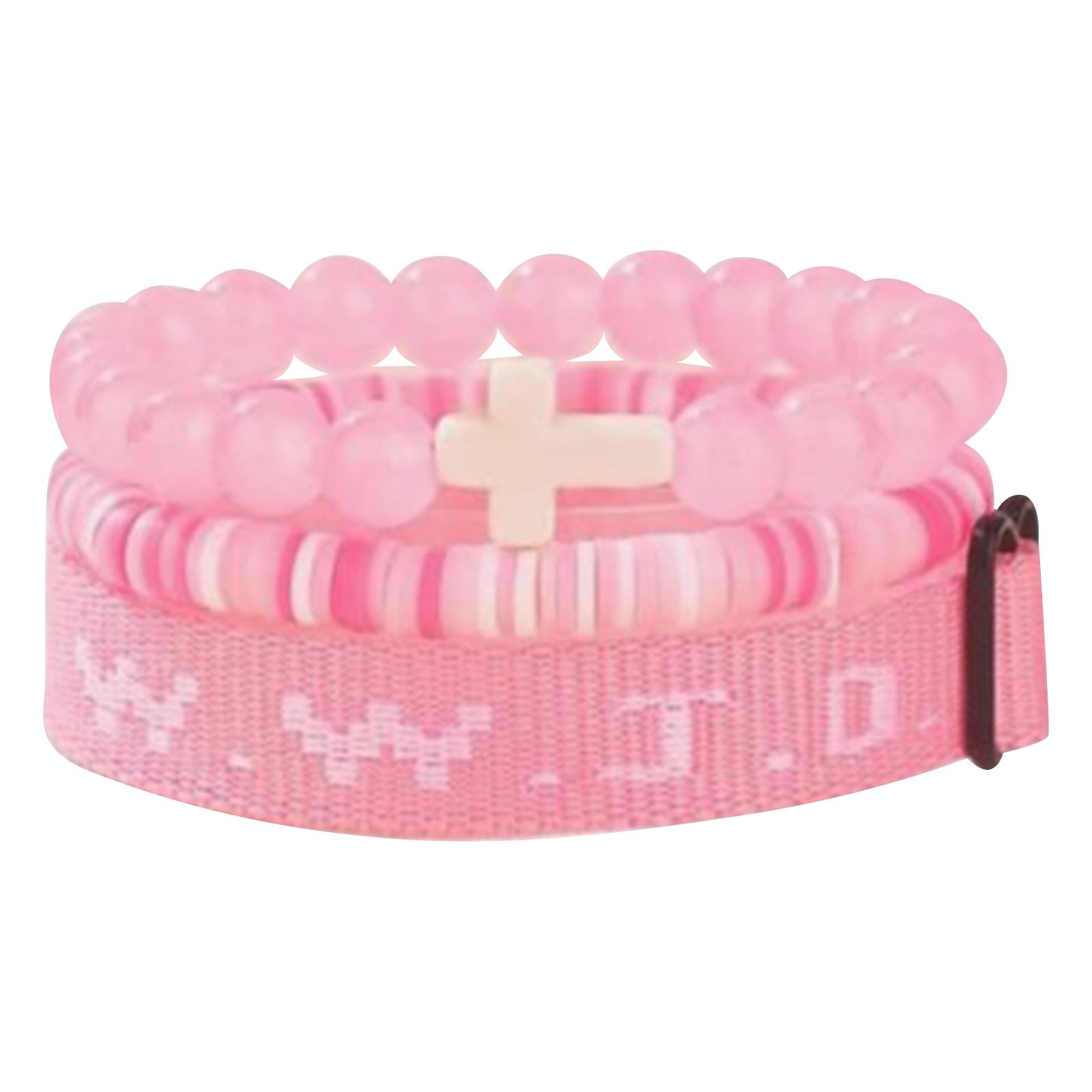 

Дизайн букв Религиозный Штабелируемый Браслет из бусин, Модный браслет с подвеской в виде креста для женщин, Трендовые и изысканные украшения One Size