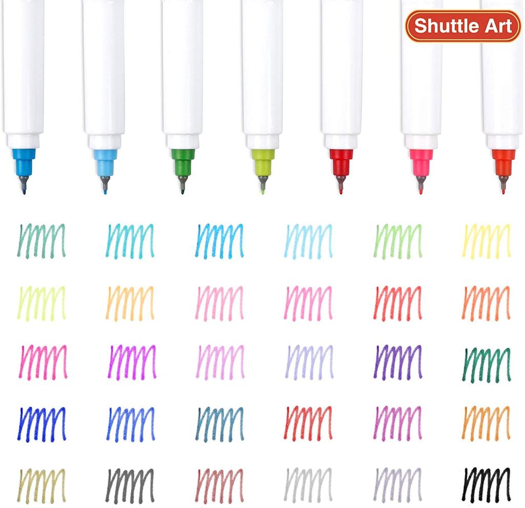 Shuttle Art Extra Fine Color Sign Name Permanent Can Be Used To Write On and For and Offices Oil-Based Pens, 30-Color Set, Point, 0.5mm, Pens,