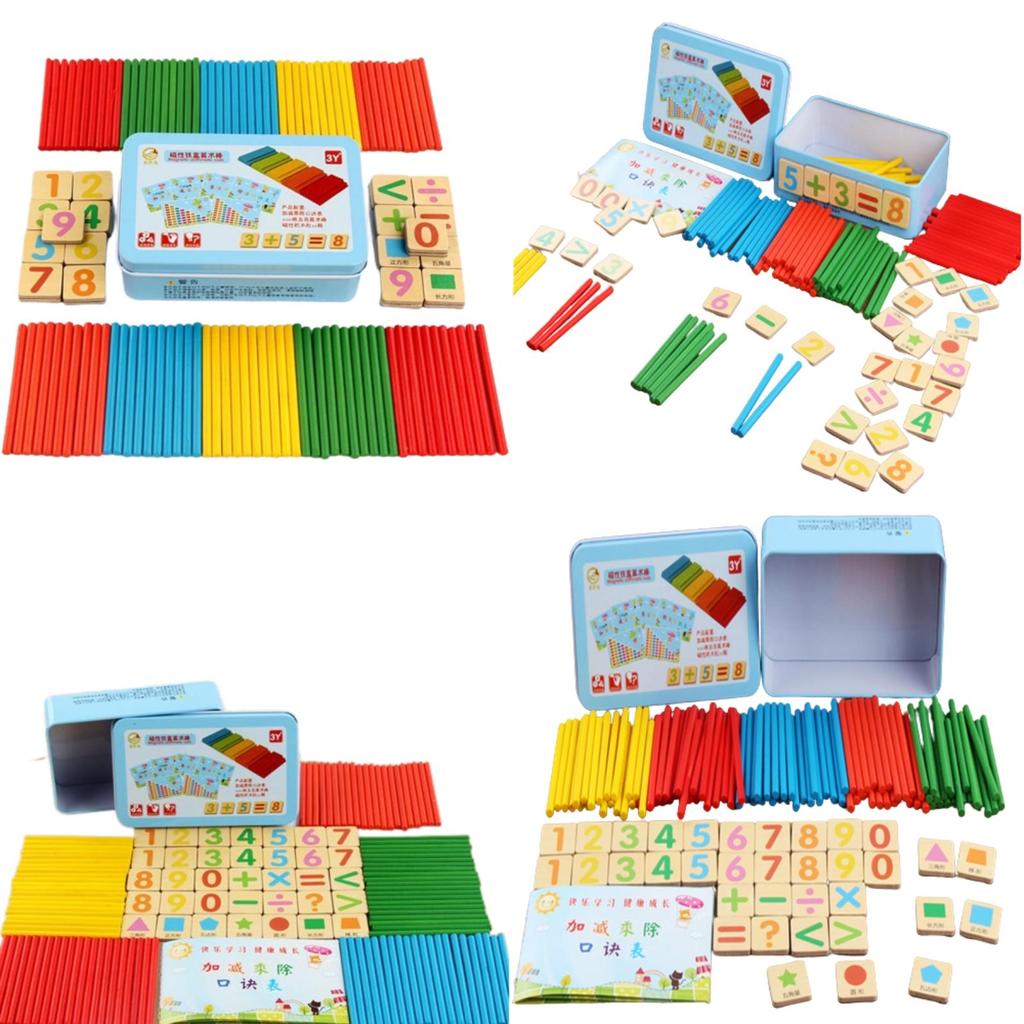 Magnetic Math Stick Box Colourful Wooden Counting Set For Kids Math Learning