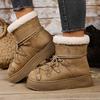 Fashion Women Snow Boots New Winter Warm Fashion Round Toe Ankle Booties Women Comfortable Soft Sole Lace-Up Bow Platform Shoes Women