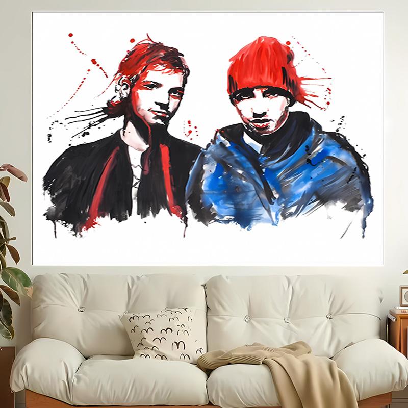 1pc Tyler Joseph and Josh Dun1 Tapestry, Living Room, Bedroom, Office, Party Decor, Ideal Festive Gift