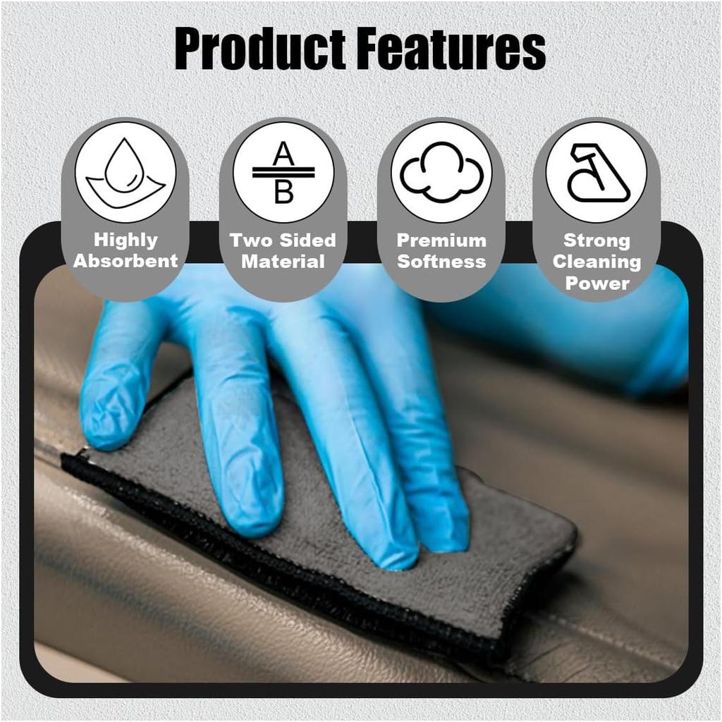 3PCS 5"×3" Car Interior Scrubbing Sponges, Microfiber Car Wash Sponges, Auto Detailing Scrub Pads, Interior Cleaning Sponges For Car Leather,