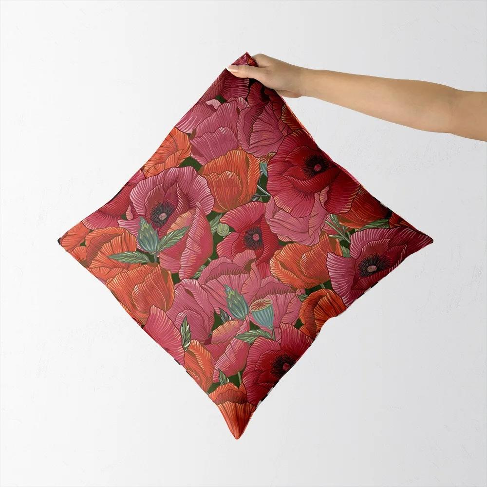 Vintage Plant Flower Style Single Side Digital Printing Bohemian Pillowcase Car Sofa Cushion Suite Bedroom Bedside Decoration