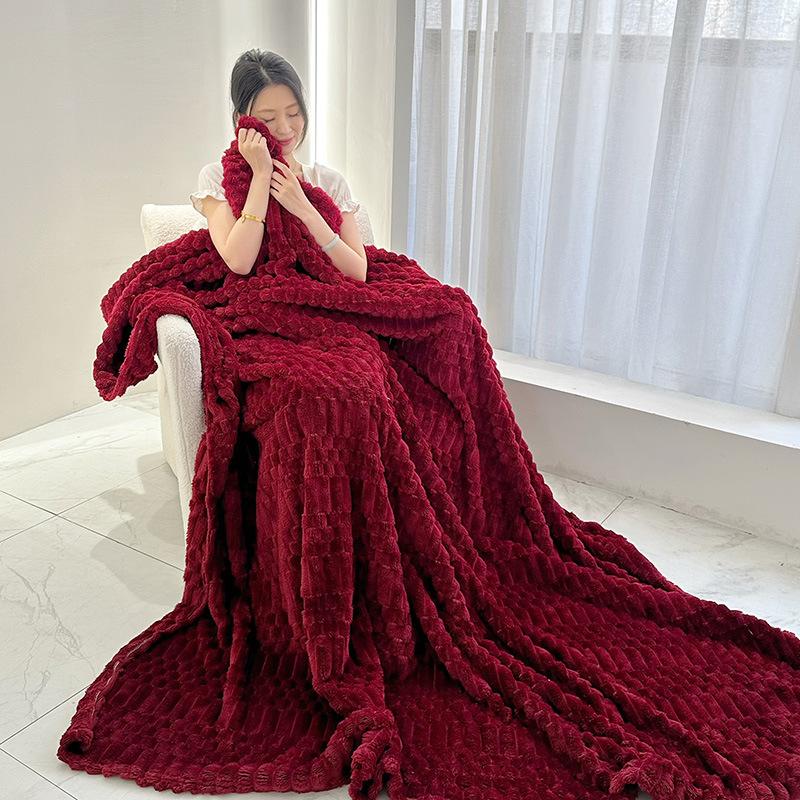 Four Seasons Thick Warm Fleece Blanket Lightweight Luxury Solid Color Multifunctional Rabbit Fleece Blanket Bedroom Room Blanke