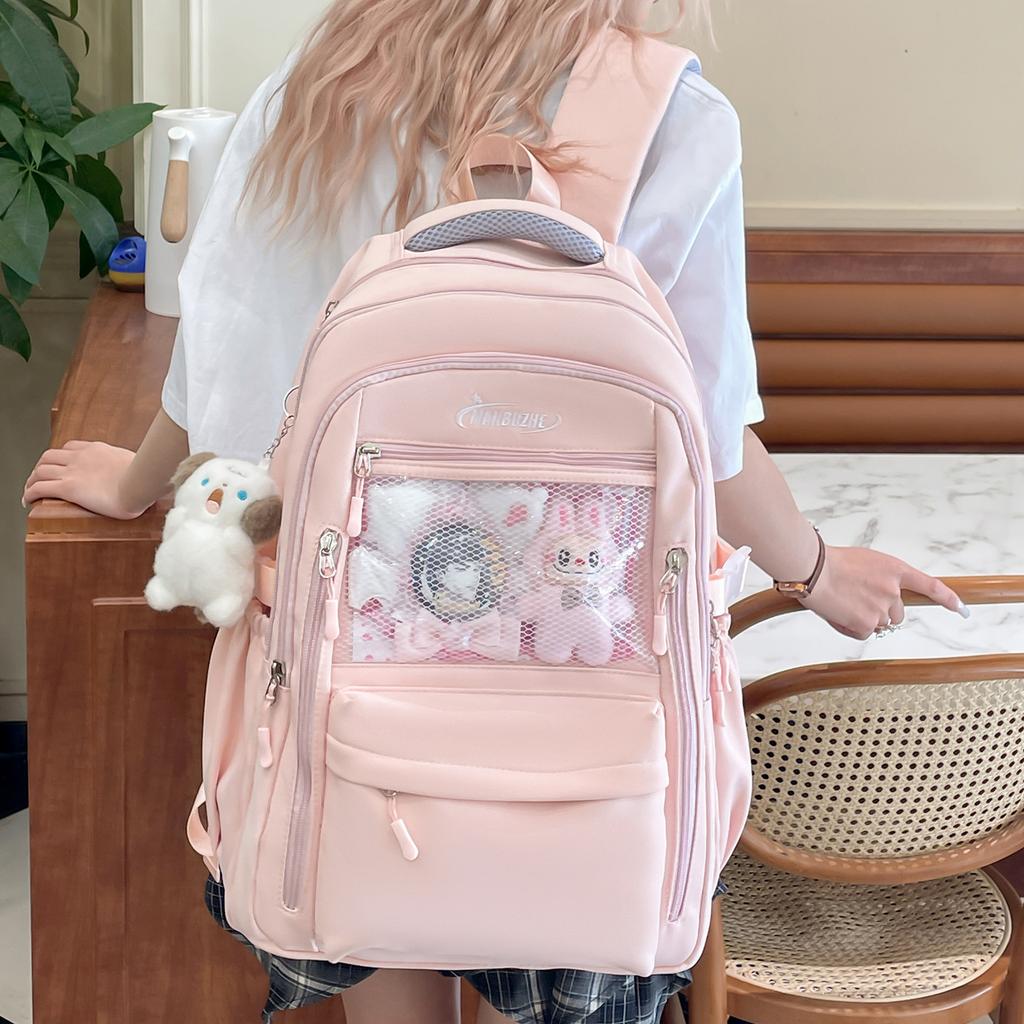 School bag, high school, large capacity, high value, fresh and cute, two-dimensional yuan bar