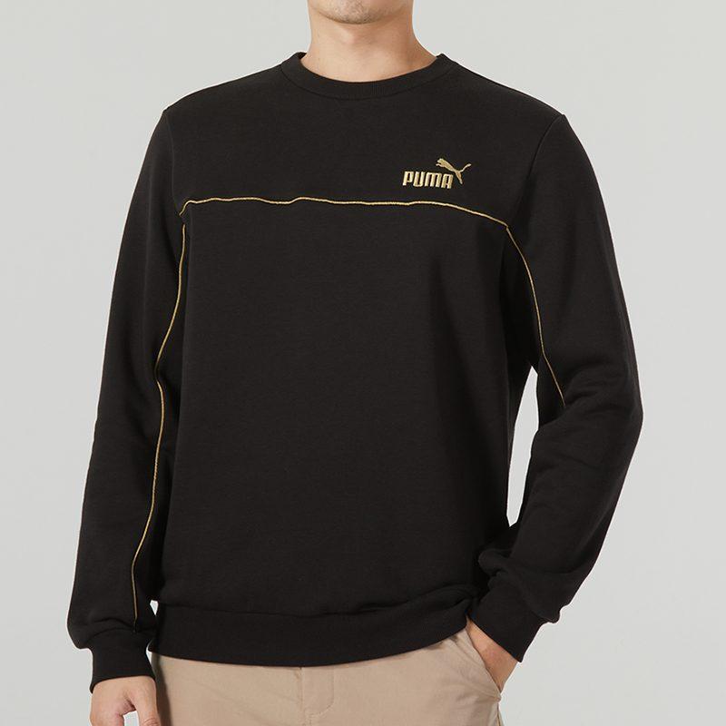 PUMA Sports Life Collection Brand Logo Pattern Fleece Lined Sweatshirt Men's Black 680140-01