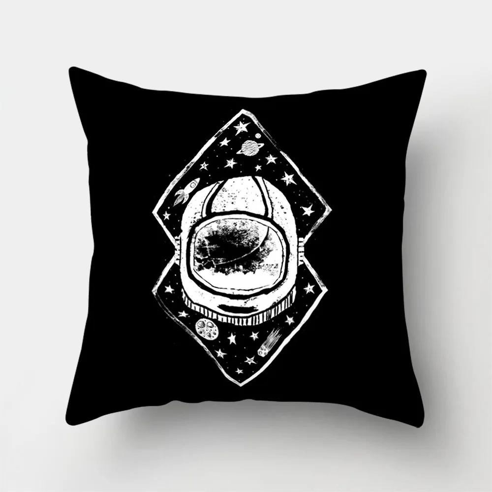 Outer Space Style Polyester Throw Pillow Case Spaceship Astronaut Print Cushion Cover Decorative For Sofa Bed Home Living Room