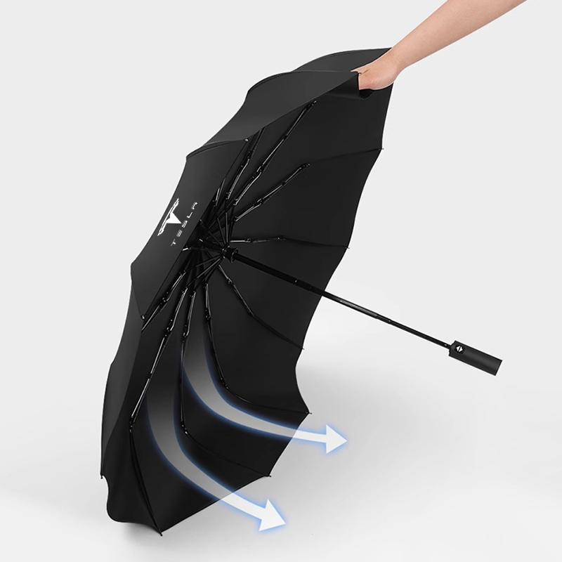 TCFJN1 Automatic Car Emblem Folding Umbrella UV Resistant Sunshade For Tesla Model 3 Model Y Model S Model X Cybertruck SpaceX Roadster