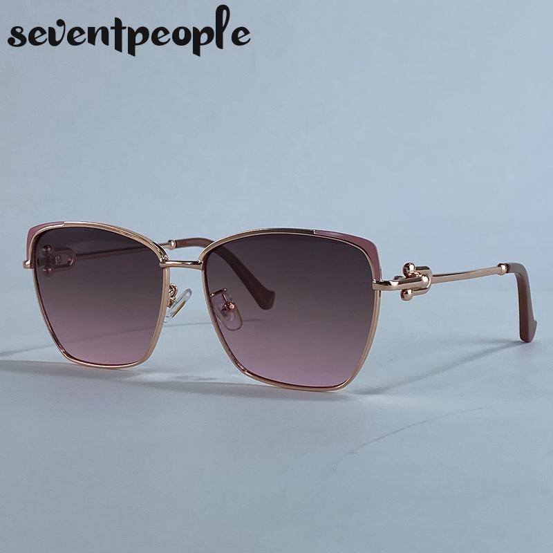 Oversized Sexy Cat Eye Sunglasses Women  Luxury Brand Trendy Metal Square Sunglass For Ladies Vintage Driving Shades UV400