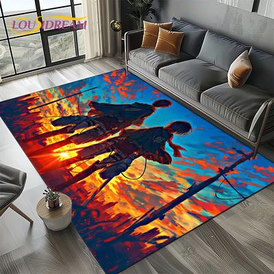 Attack on Titan Eren Anime Cartoon Teppich für Schlafzimmer Wohnzimmer Zuhause Sofa Dekoration, Kinder Spieldekor Fußmatte Geschenk