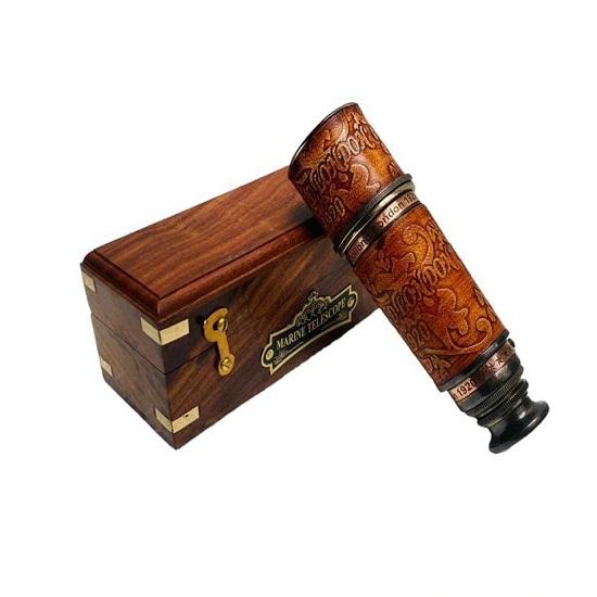 Alama Victorian Londra 1917 Telescop Cadou cutie din lemn lucrata manual