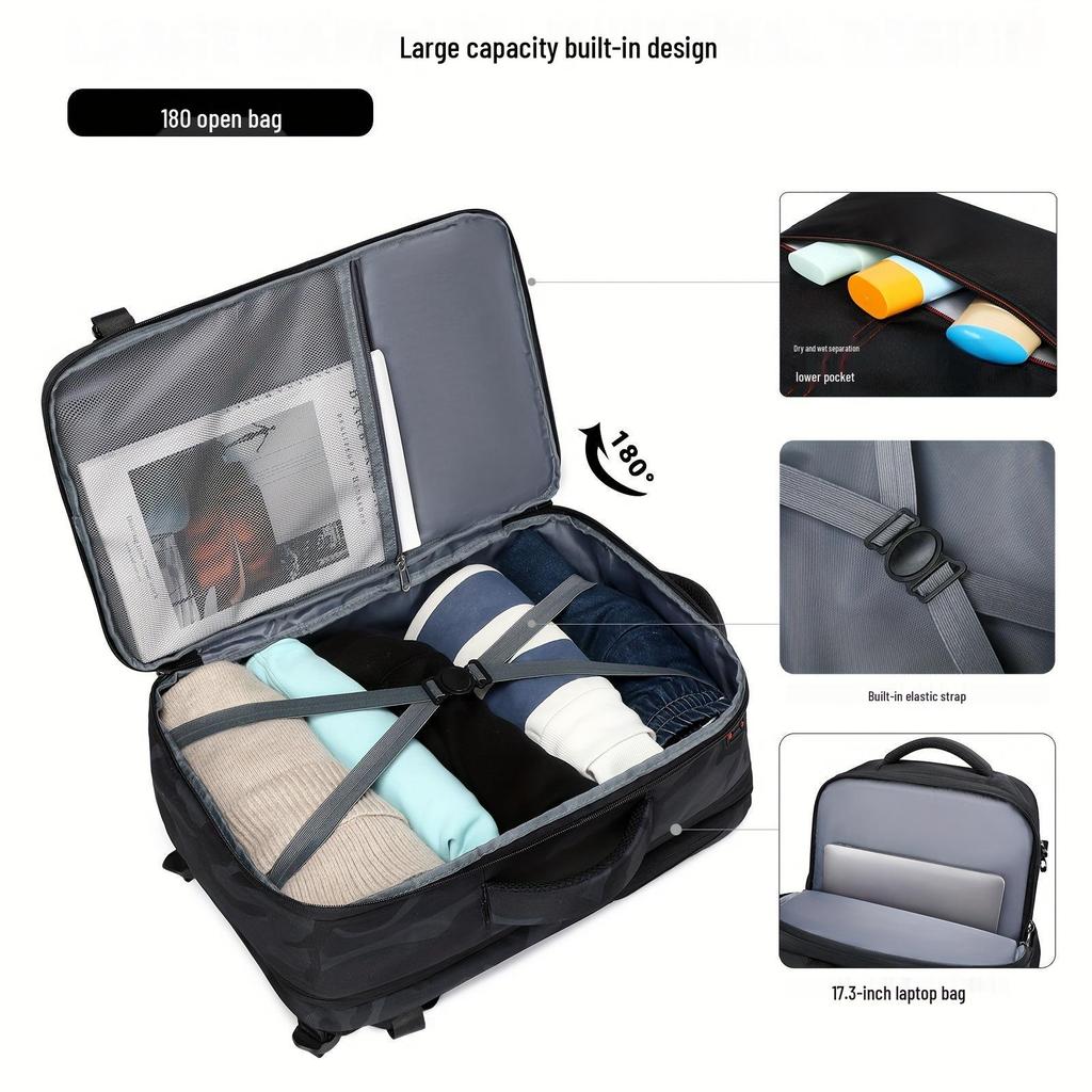 Large-Capacity Expandable Business Travel Backpack for 17.3 Inch Laptop