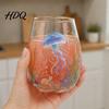 Functional Collectible Glass Cup Ocean-Themed Cup Jellyfish/Dolphins/Sea Turtles/Octopus Hand-Painted Thickened Drinking Durable Heat Resistant for