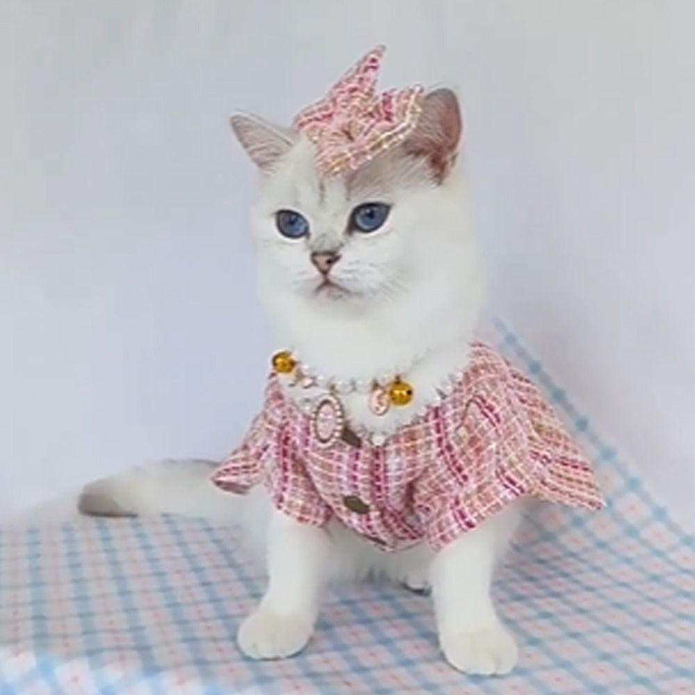 Soft Dog Bow Pearl Coat Cute Cat Skirt Fashion Pet Windbreaker  for Kittens Puppy