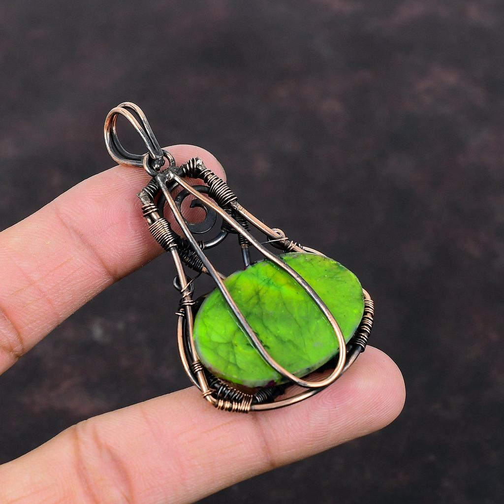 Multi Fire Labradorite Pendant Copper Wire Wrapped Jewelry Gemstone Pendant Handmade Ethnic Jewelry Copper Wire Wrap Pendant Gift For Mother