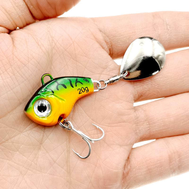 Cyclone 3 Metal VIB Bass & Mandarin Fish Lure with Spinning Slider, Long Cast, Enhanced Blood Bar & Treble Hook.