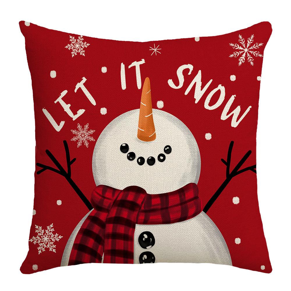 Christmas Pillow Little Snowman Elk Element Set Home Atmosphere Decoration Sofa Cushion Letter Print Pillow Cushion