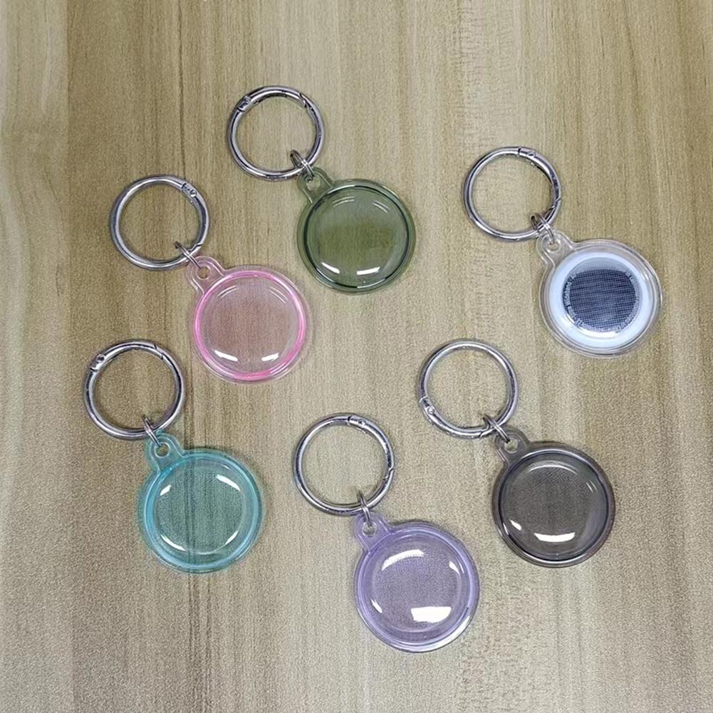 For Apple Airtag Cover TPU Protective Cover with Keychain (Transparent Blue)