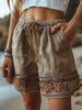 Pantaloncini Casual da Donna con Stampa Floreale Retrò Europei e Americani 2025