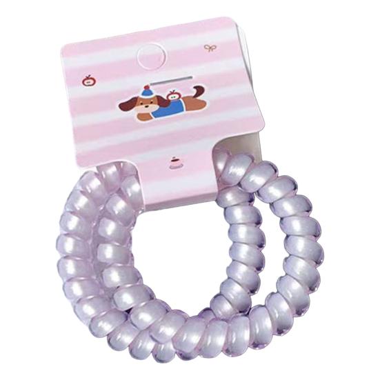 1 Pair Women Hair Ties Pearlescent Color High Elasticity Phone Cord Shape Hair Ropes Flexible Ponytail Holder Hair Accessories