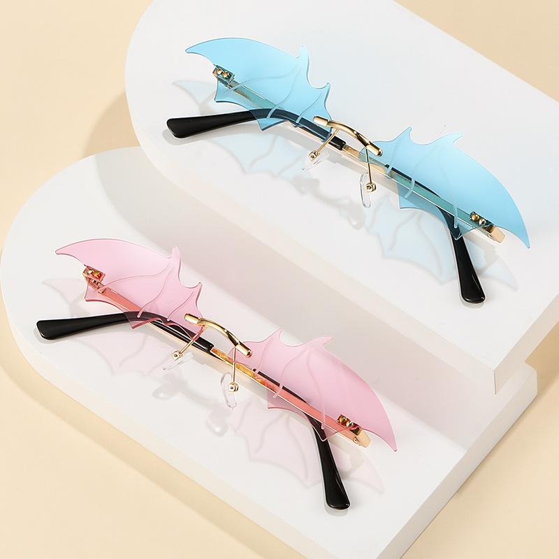 Small Cat Eye Sunglasses Women Luxury Brand New Rimless Punk Sun Glasses Bat Shape Unique Eyeglasses Men UV400