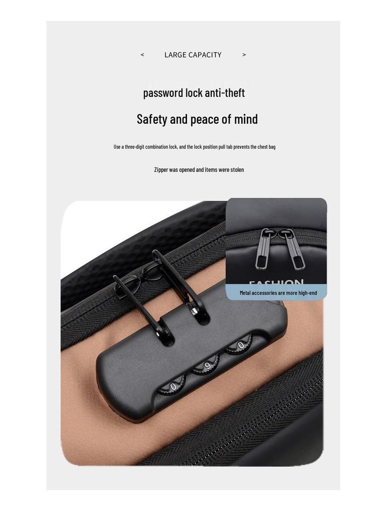 Herren Casual Umhängetasche mit USB-Ladeanschluss