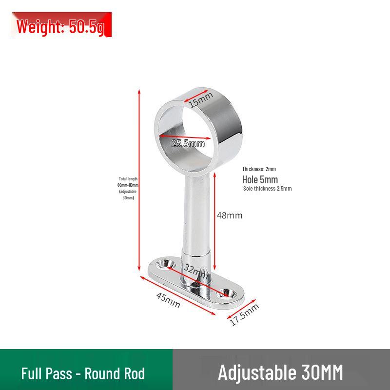 Stainless Steel Wall-Mounted Rod Holder for Clothes, Towels, or Curtains