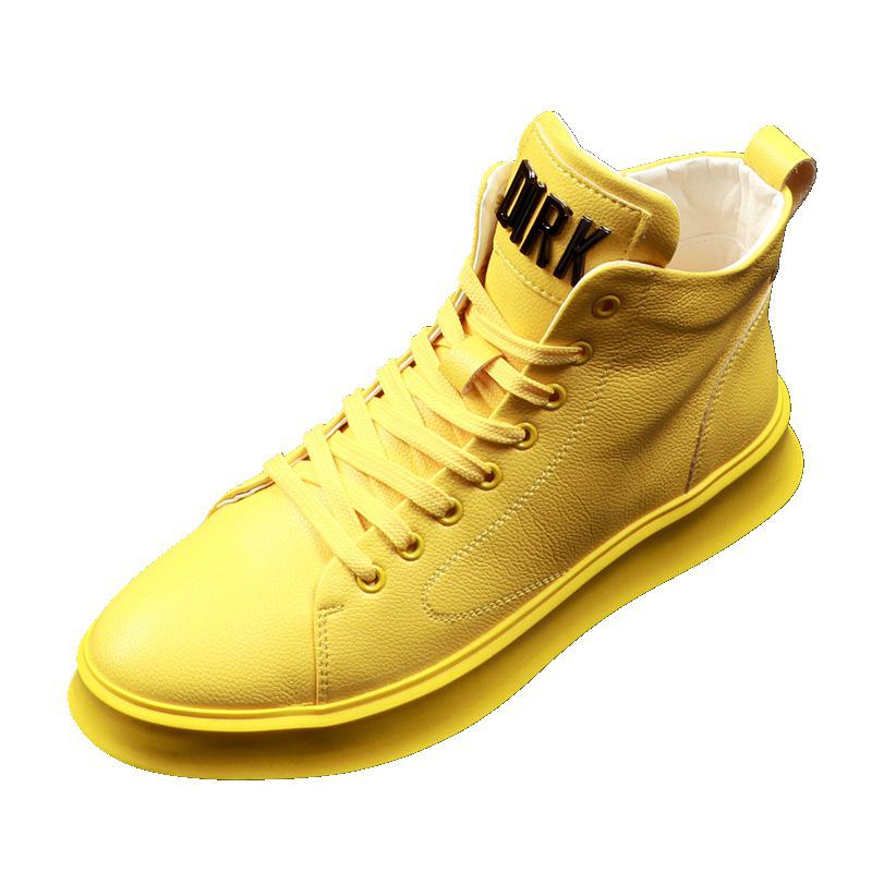 Men's 2024 Trendy High-Top Martin Boots: White Korean Style Casual Denim & Mid-Top Leather Short Boots.