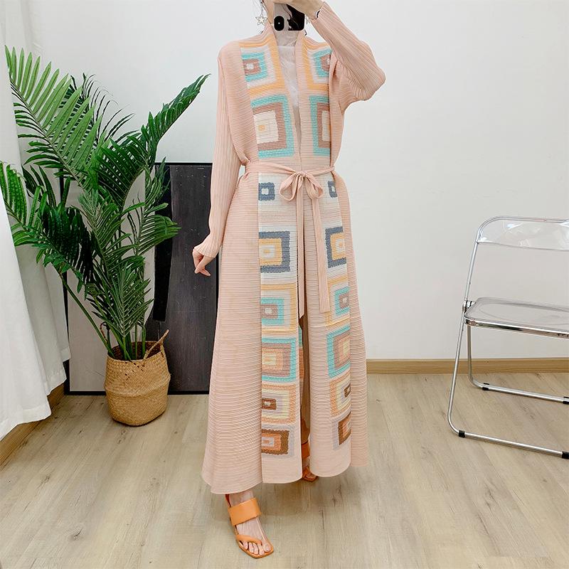 Women's Middle Eastern Pleated Long Dress & Cardigan Robe - Loose Plus Size