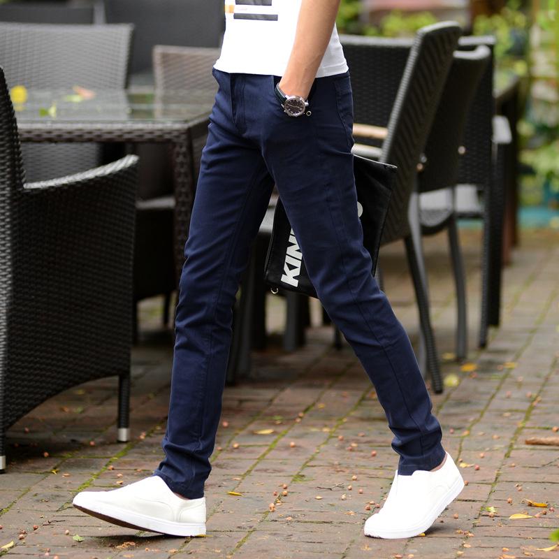 

Мужские повседневные брюки из эластичного хлопка прилегающего силуэта в корейском стиле 36 королевский синий