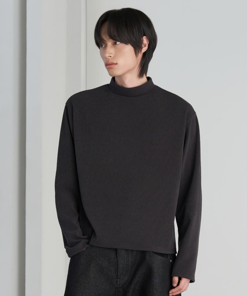 HYOJI 26 Fw Ribbed Mock Neck Crop T-Shirt (3 Colors)
