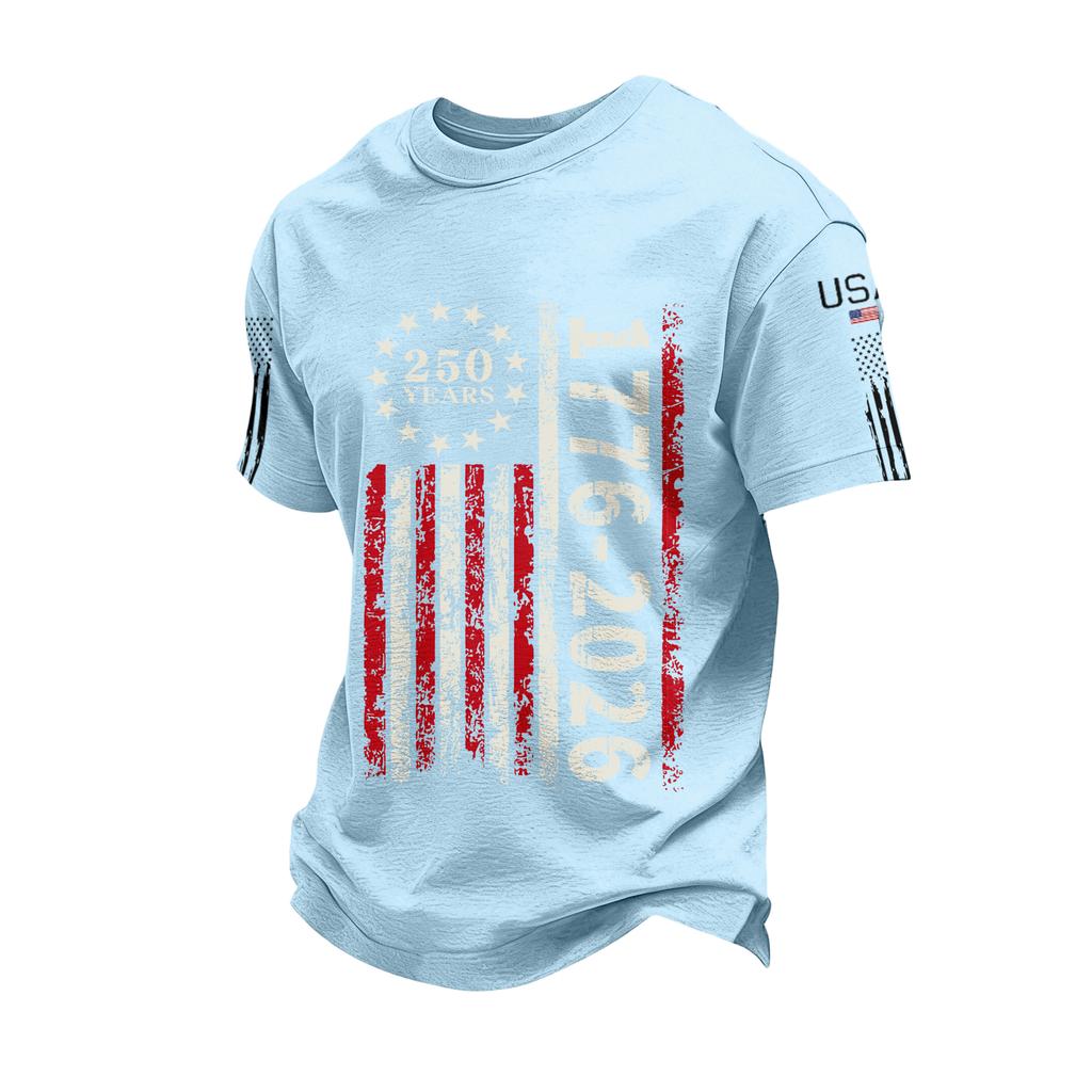 USA Anniversary Men's Casual Letter Print Short-Sleeve T-Shirt
