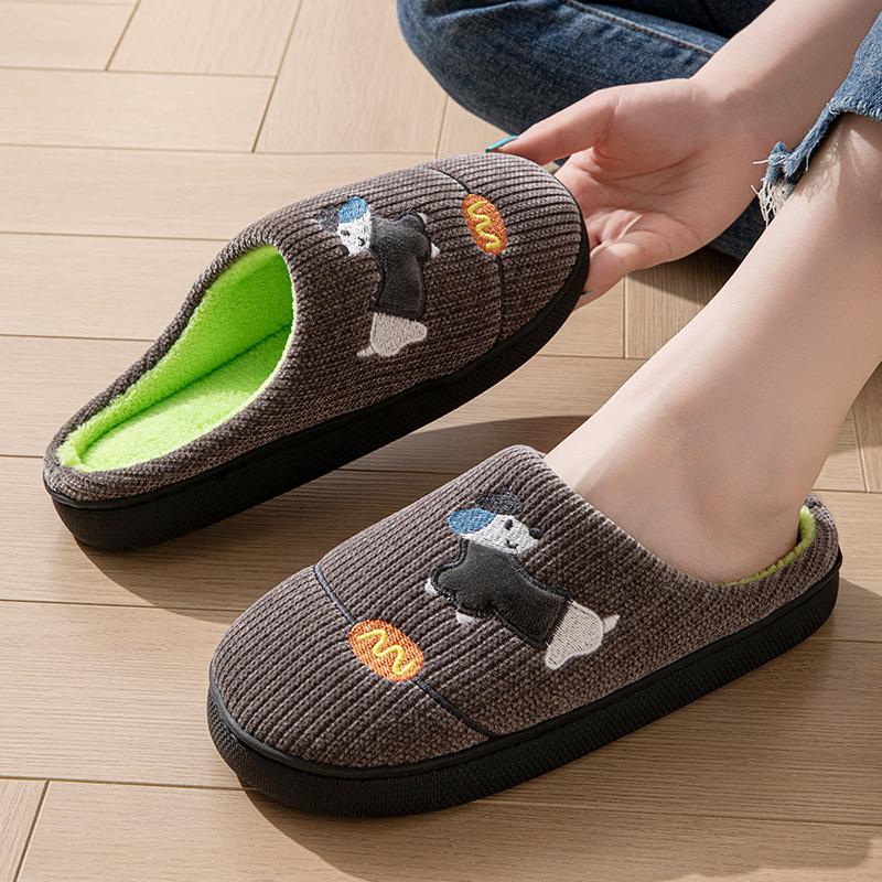 Fashion Winter Women's Slippers Home Plush Luxury Designer Woman Shoes Platform Fuzzy Fur Slides Cartoon Dog Elegant Footwear Indoor New