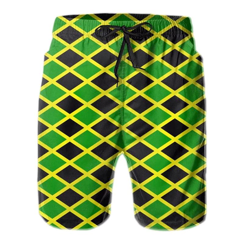 Costume da bagno da uomo con stampa 3D della bandiera giamaicana Moda Estiva Pantaloncini da Surf da Spiaggia Giamaica Asciugatura Rapida Sport Palestra Pantaloncini Corti