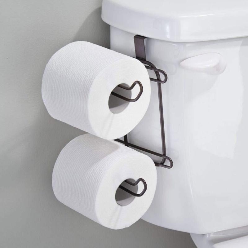Easy to Install Double Layer Towel and Toilet Paper Rack Hanging Tissue Roll Dispenser Bathroom Organization Tool