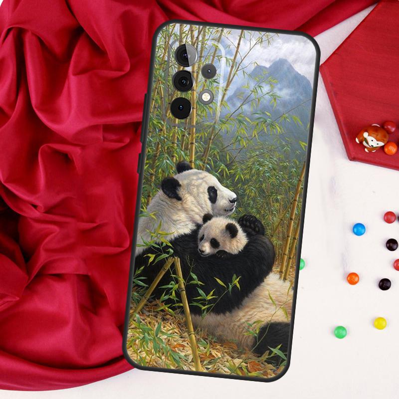 Cartoon Cute Panda Bear For Samsung Galaxy A15 A55 A53 A33 A35 A22 A32 A52 A54 A34 A14 A56 A36 A26 A16 A05 A06 Case