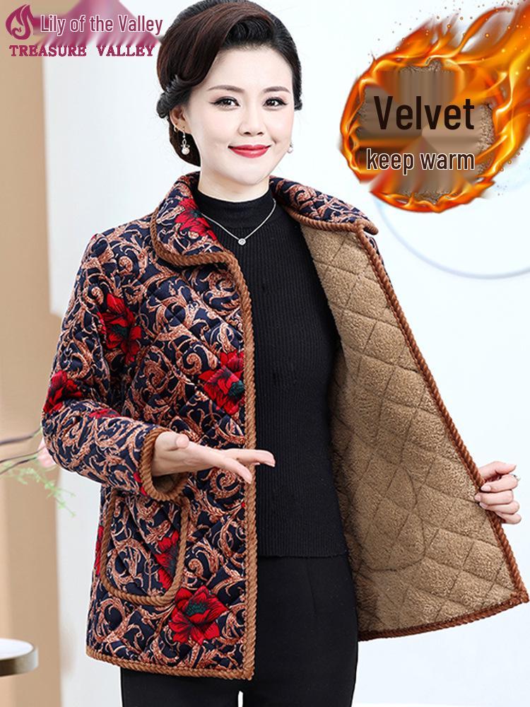 Women's Winter Cotton Jacket for Middle-Aged & Elderly - Plus Velvet Warm Coat