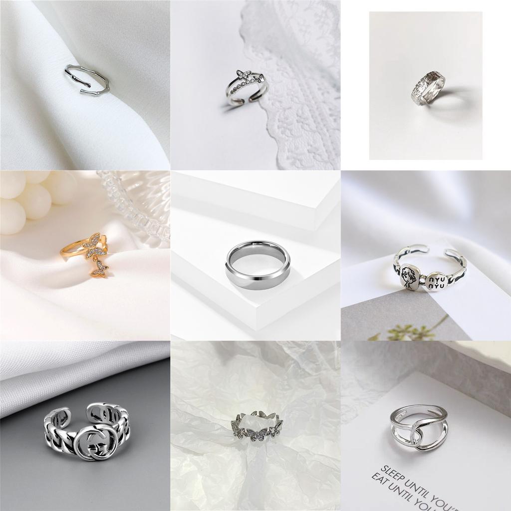 Design Sinn Trendige Mode Persönlichkeit Leichter Luxus Nische Geometrisch Offener Ring Set Zeigefinger Kleiner Finger Ring