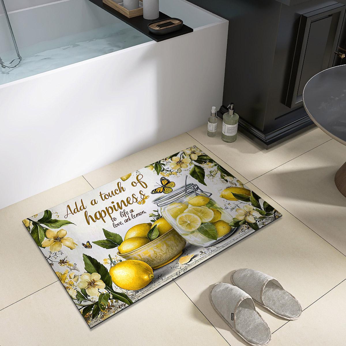 

Коврик для ванной с лимонным принтом, впитывающий коврик для ног, нескользящий коврик для туалета, быстросохнущий ковер для пола, придверный коврик, моющийся 40cmx60cm