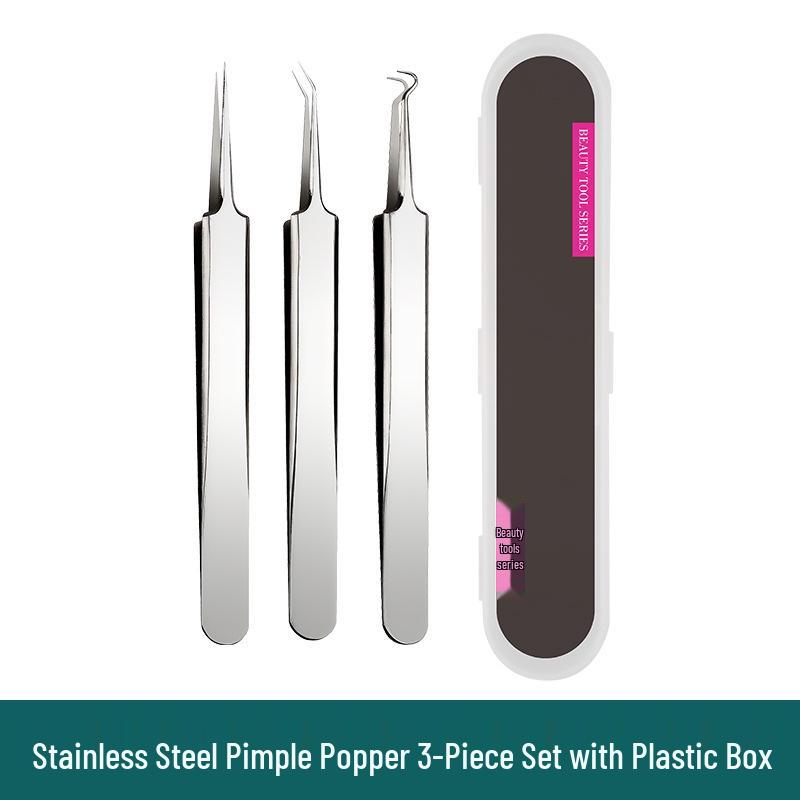 Stainless Steel Blackhead Remover and Pimple Extractor Set—4-Piece Beauty Tool for Acne and Zit Care