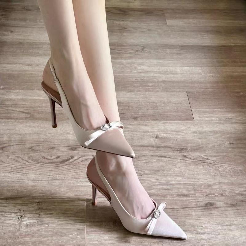 2025 Summer Women's Fashion Pointed Toe High Heels Sexy Luxury Designer Super Heels Elegant Bow Shoes Party Club Sandalias