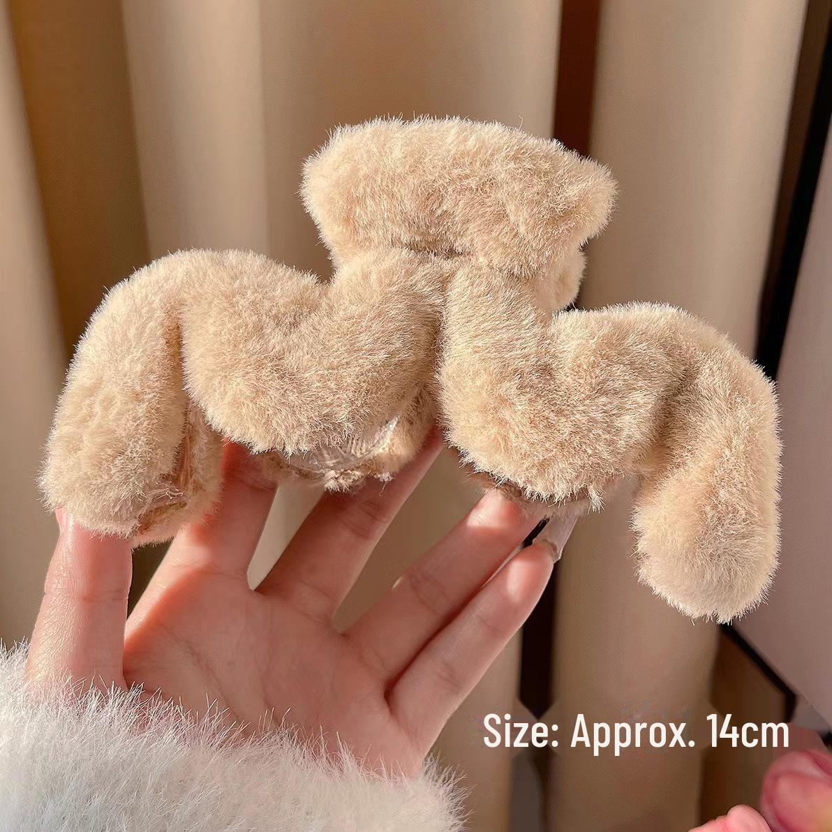 

Элегантная плюшевая заколка для волос 2023 осень-зима для женщин хаки