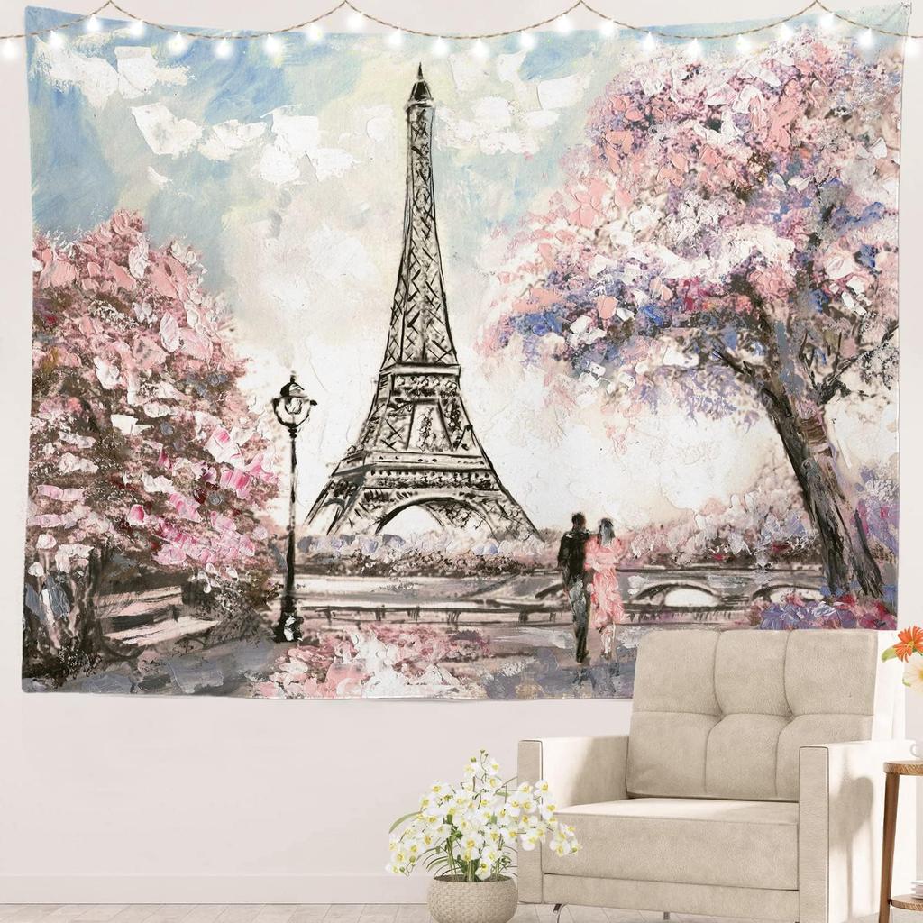 Black and White England Landmark Picnic Mat Hippie Trippy Tapestry Wall Art Meditation Decor for Bedroom Living Room Dorm, Red