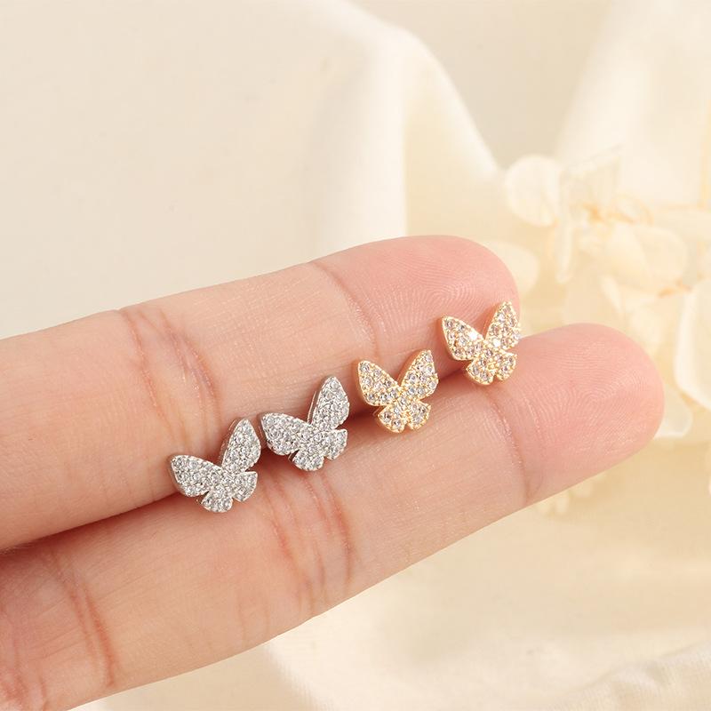 S925 Silver Butterfly Stud Earrings For Women Niche Design Elegant Light Luxury Exquisite Fashion Trendy Jewelry