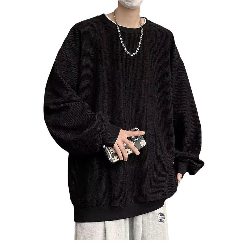 Crew Neck Sweater Men's Spring and Autumn 2026 New Trendy Brand Japanese Solid Color Versatile Top Casual Lazy Loose and Comfortable