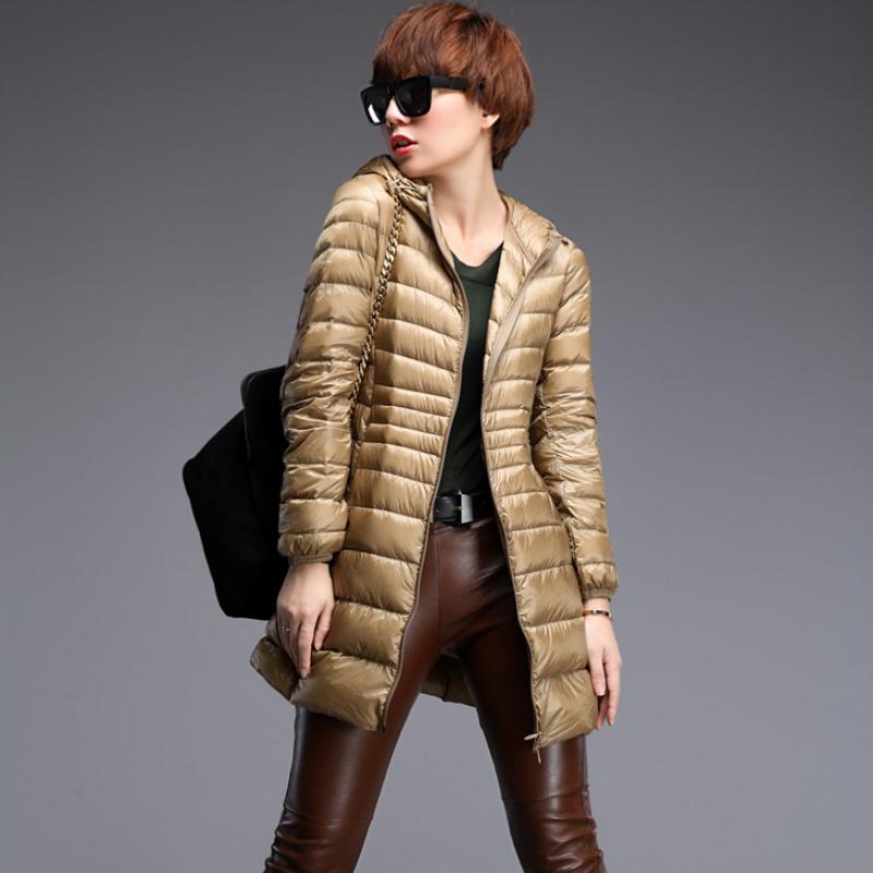Ultra Light Women's Down Jackets  Down Coat Long Puffer Jacket This Hooded Coat
