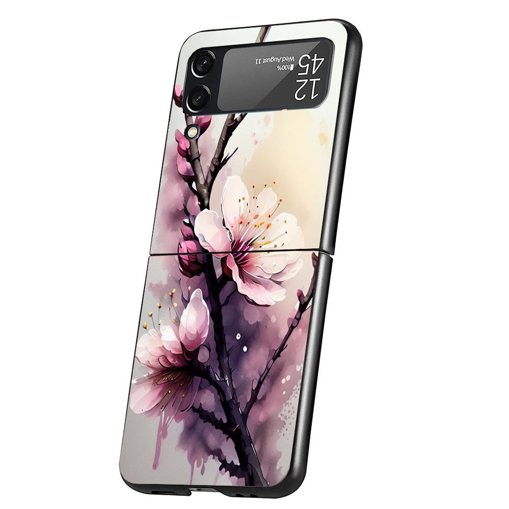 Cherry Blossom Tree Cover Phone Case For Samsung Galaxy Z Flip 7 6 5 4 3 5G Flip7 Flip6 Flip5 Flip4 Flip3 Black Fundas Shell Gal