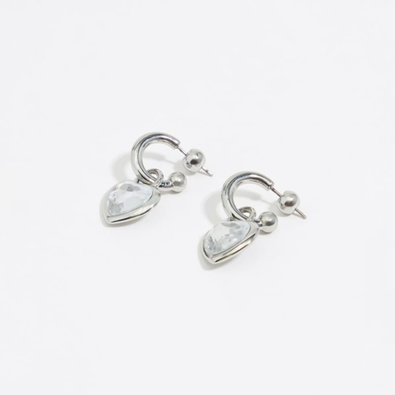 BIMBA Y LOLA Silver Heart Hoop Earrings B255AIW029SIF